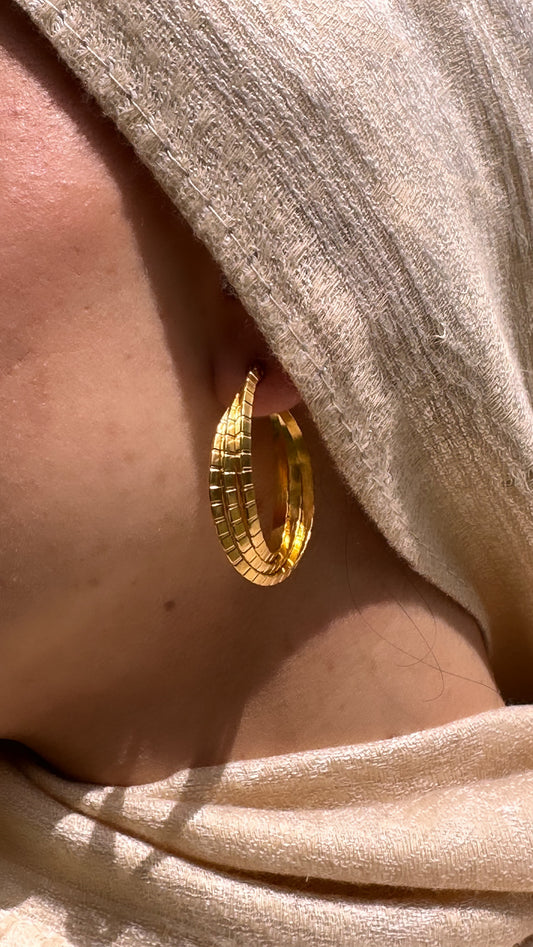 Gold Honeycomb Hoop Earrings